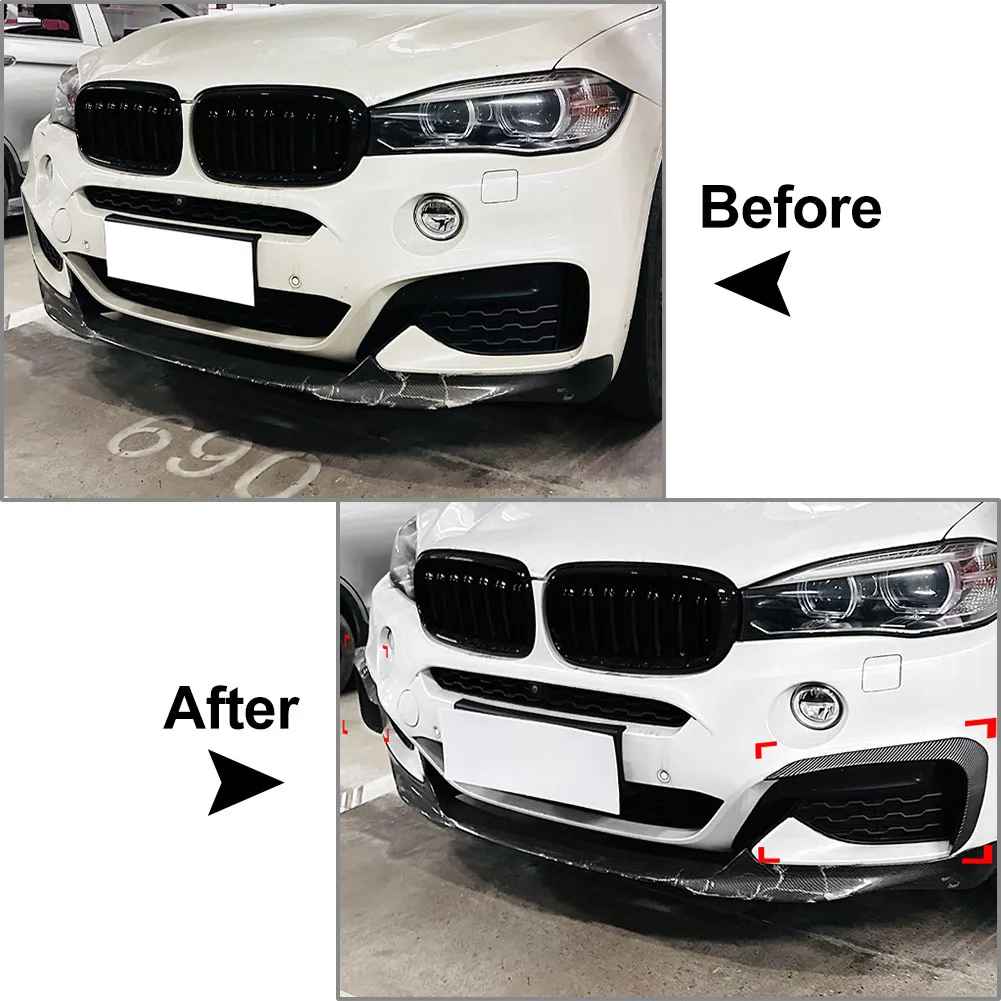 2 Pcs ABS Front Bumper Side Spoiler Lip Splitter Trim For BMW X6 F16 M Sport Sport Utility 2015 2016 2017 2018 2019