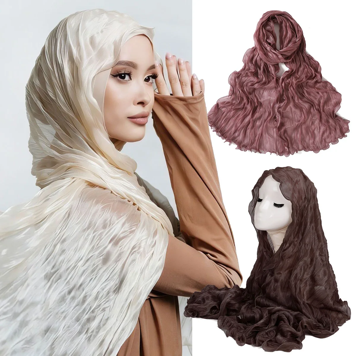 

Soft Bonnet Scarf Breathable Hijab Ethnic Turban Full Neck Coverage Long Head Wrap Solid Undercap Headband Headwear For Women