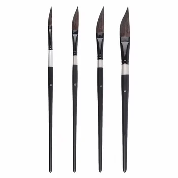 4Pcs Watercolor Paint Brushes Set Pointed Sable Hair Artist Painting Brushes for Watercolor Gouache Acrylic Art Painting Supplie