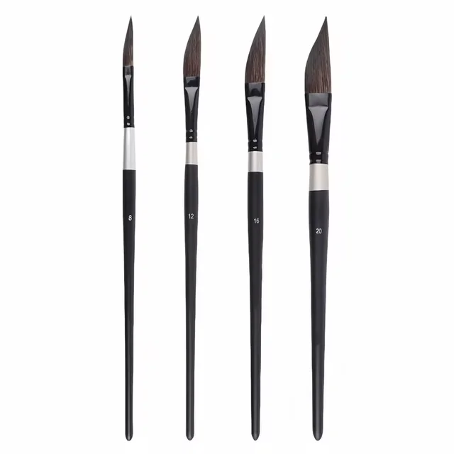 4Pcs Watercolor Paint Brushes Set Pointed Sable Hair Artist Painting Brushes for Watercolor Gouache Acrylic Art Painting Supplie