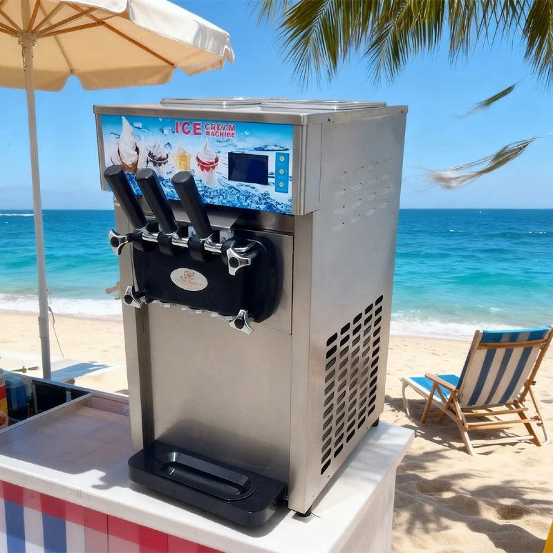 Three Flavor Soft Ice Cream Machine Soft Serve Ice Cream Making Machine Factory Price With LCD Display
