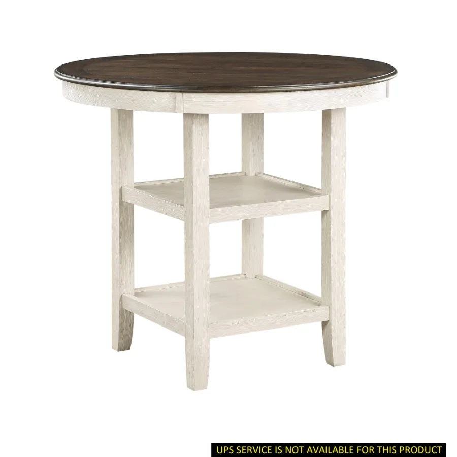 

Brown and Antique White Finish 1pc Counter Height Table with 2x Display Shelves Transitional Style Furniture