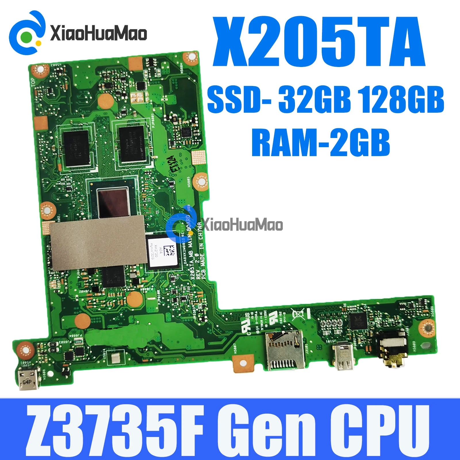 

X205TA With Z3735F CPU 2GB-RAM 32G/128G SSD Mainboard For ASUS EeeBook X205T X205TA X205TAW Laptop Motherboard Fully Tested OK