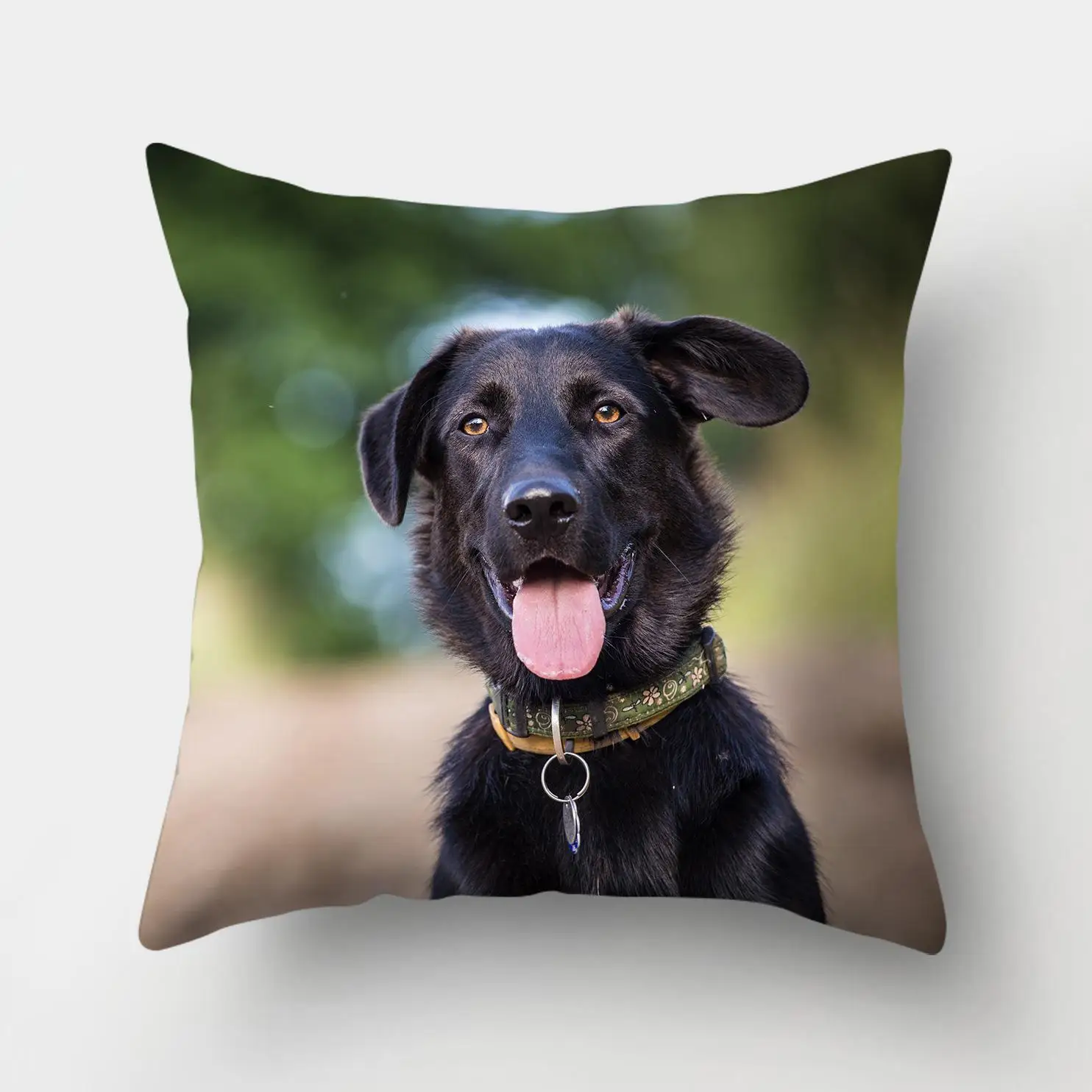 Funda de cojín con patrón de perro para sofá, decoración del hogar, suministros de oficina y coche, almohada al aire libre, 1 pieza