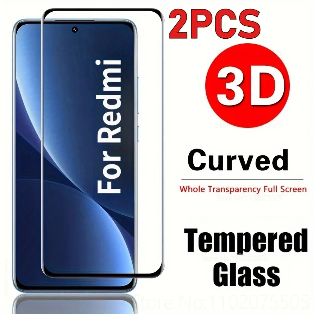 

2 шт. 3D изогнутое закаленное стекло для Xiaomi Redmi 15C 4G 13C 15 14C 14R 13 11A 12C Защитная пленка для экрана с полным покрытием 15 10A 10X Pro 4G