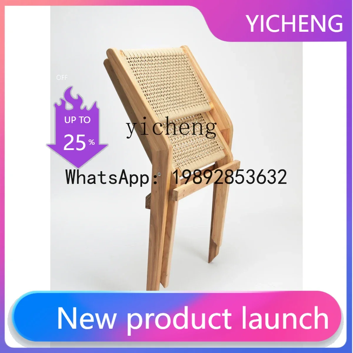 

retro solid wood rope folding chair recliner home balcony rattan leisure chair