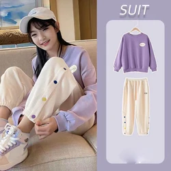 Girls Sports Suit Kids Hoodie + Loose Pants 2pcs Girl Long Sleeve Children Streetwear Teenage Girl Clothes Set 6 8 10 12 14