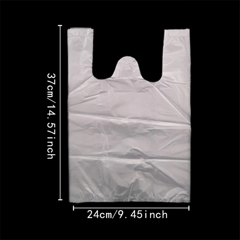 Plastic Shopping Bag 100Pcs Transparent Shopping Bag Supermarket Plastic Bags With Handle Food Packaging