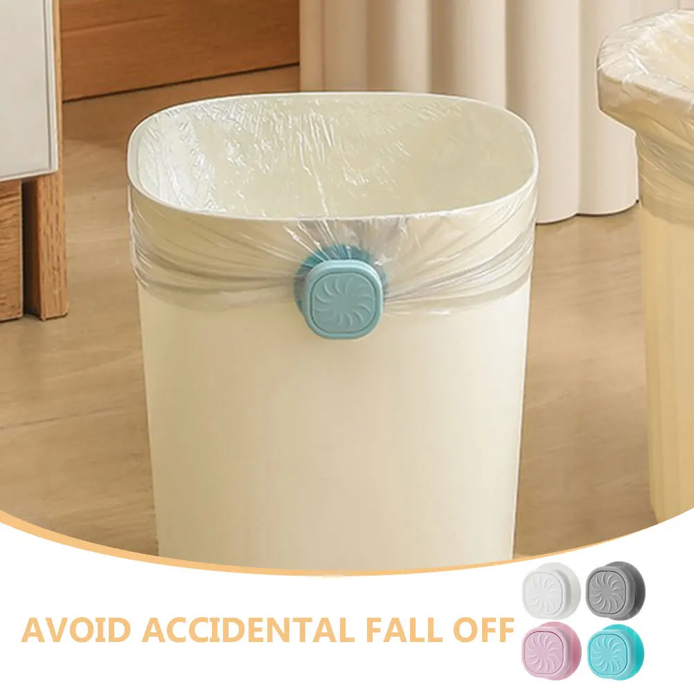 

4Pcs Garbage Bag Clips Trash Can Bag Clips Heavy Duty Manganese Steel PP Material Non-Slip Round Edge Design for Home Waste Bin