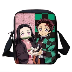 Anime D-Demons Slayers Impresso Ombro Messenger Bag, Bolsa Infantil Casual, Bolsa de Telefone Masculina e Feminina, Bolsa de Compras, Meninos e Meninas