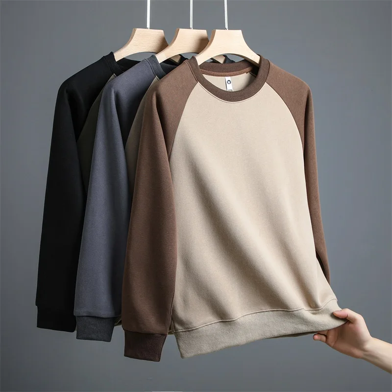 

Men's Long-Sleeved Sweater 2024 Autumn Simplicity Versatile Korean Style Stitching Trendy Stretch Crew Neck Casual Clothes