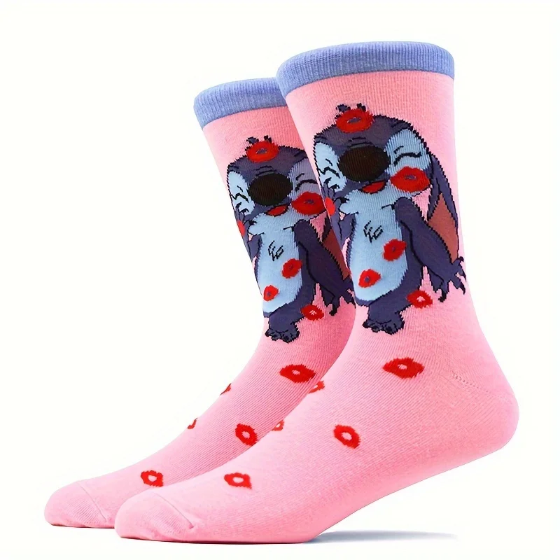 5Paris Funny Stitch Men's Women Novelty Cartoon Disney Animal Crew Socks - Breathable Cotton Blend, Perfect Fall & Winter