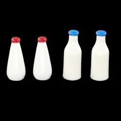 4Pcs 1/12 Dollhouse Miniature Accessories Mini Resin Milk Bottle Simulation Food Drink Model Toys for Doll House Decoration