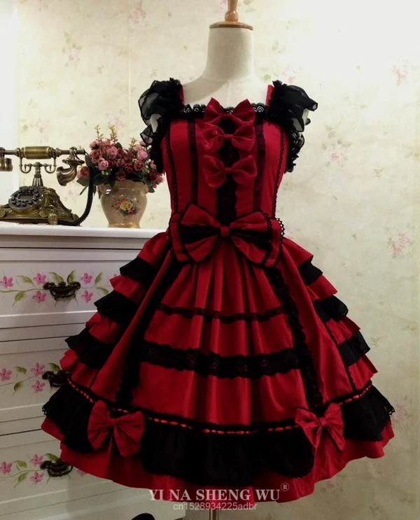 

Women Lolita Angel Pink Cotton Princess Dress Court-Style Gothic Tank Dress Costume Cute Anime Maid Layer Dress For Girls