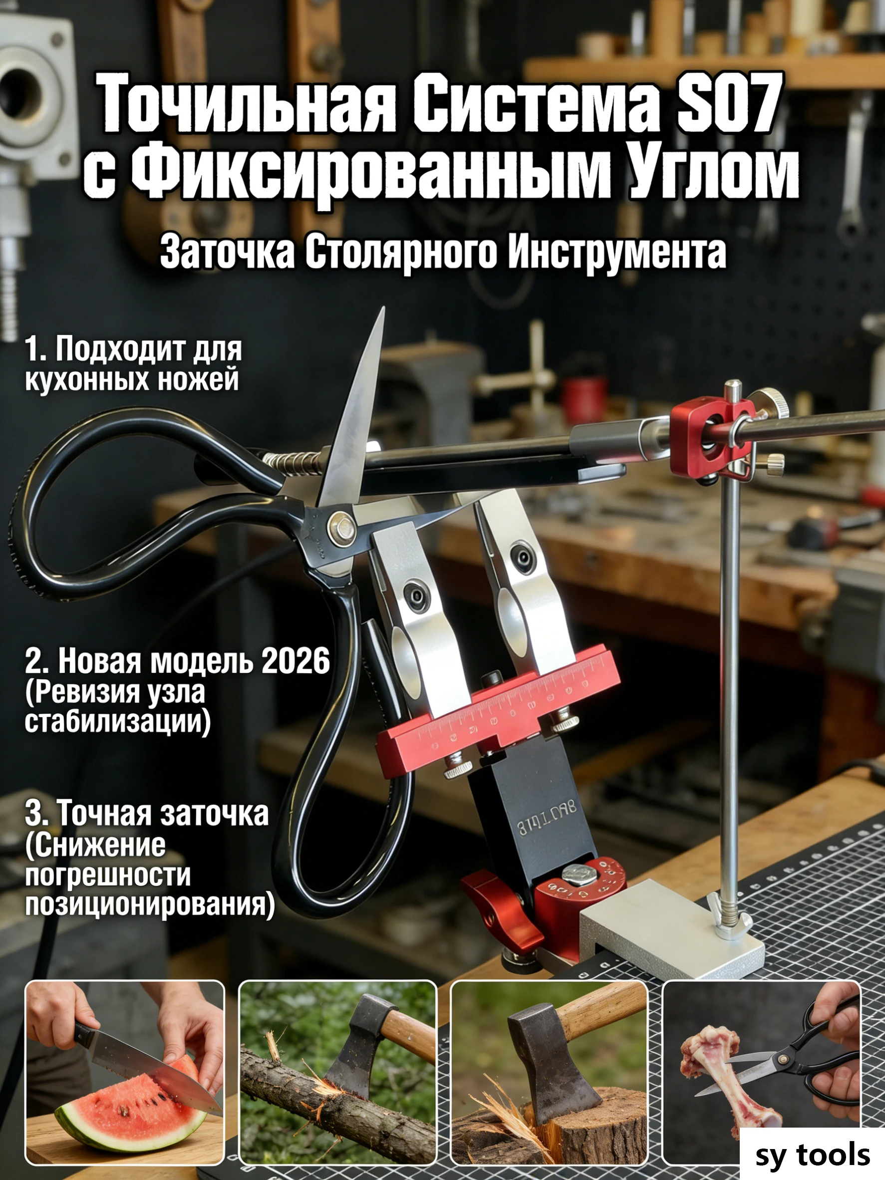S07 Universal Sharpening System｜Dual-Angle Control & 120° Pivot｜For Knives/Scissors/Axes/Curved Blades