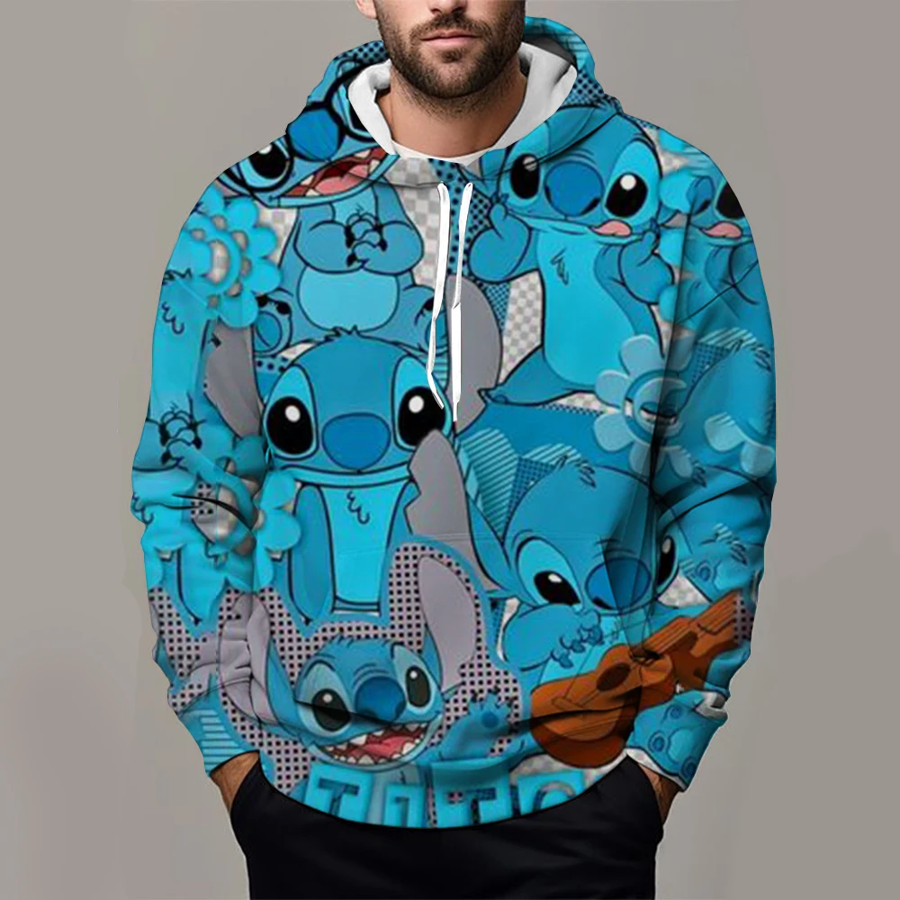 New Disney Stitch 3D Printed Men's Hoodie for Autumn and Winter, Casual Street Style Children's Hoodie, Fashionable Warm Top