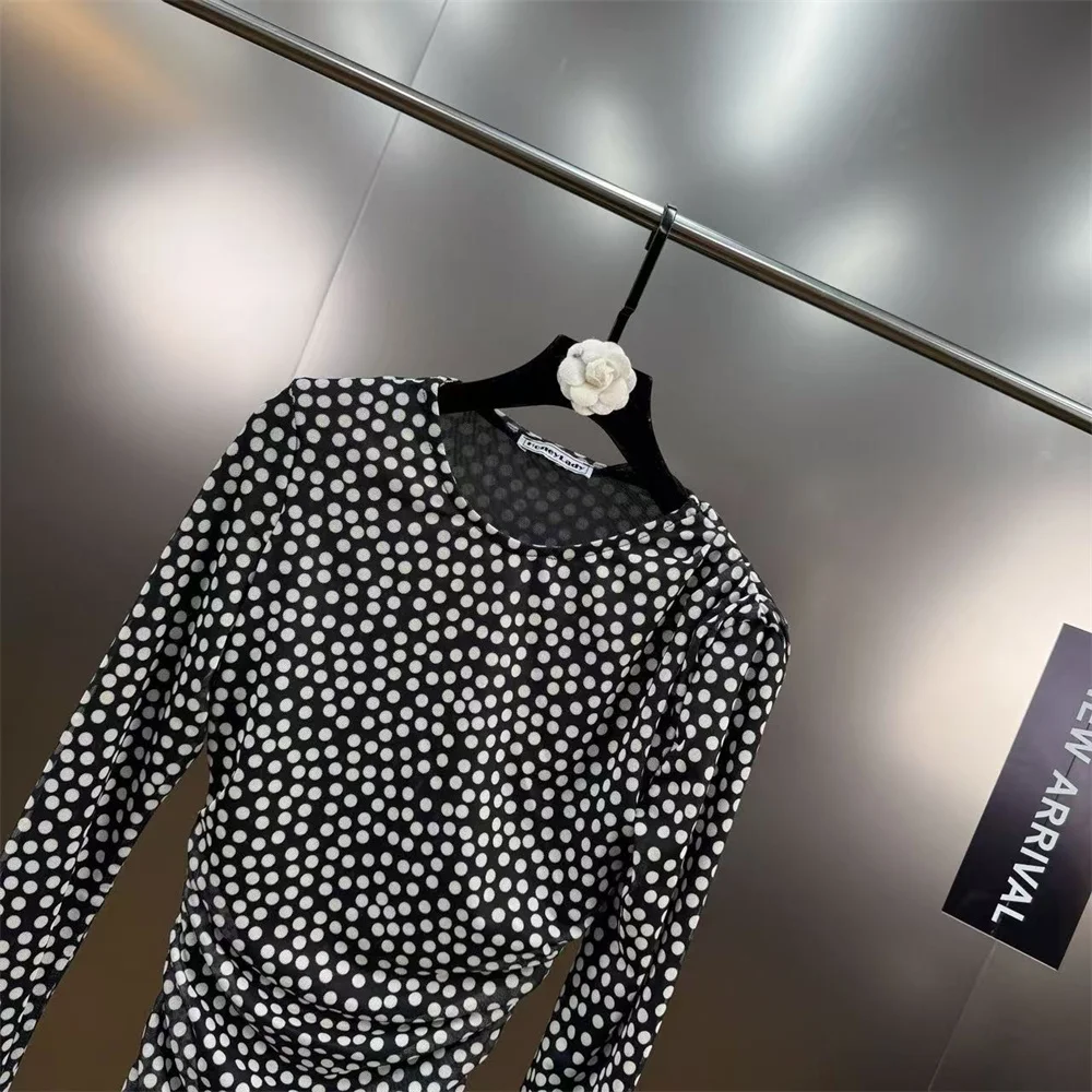 2025 겨울 여성 우아한 새틴 물방울 무늬 코르셋 여성 플리츠 스커트 Y2K 신상 고품질 파티 드레스 브라