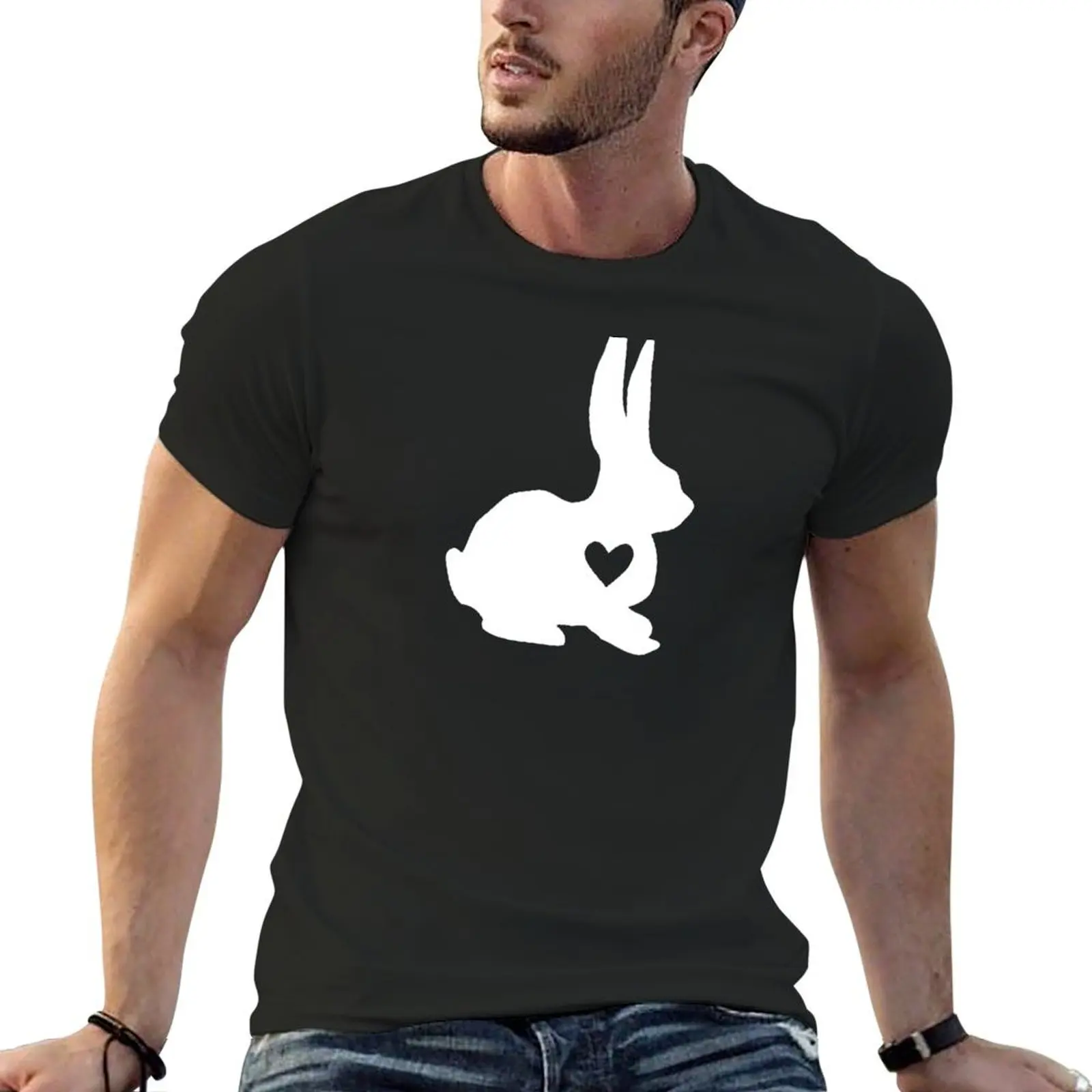 

Heart of Gold Bunny Silhouette T-Shirt valentines boutique clothes Man t-shirt T-shirts oversize shirts graphic t shirt men