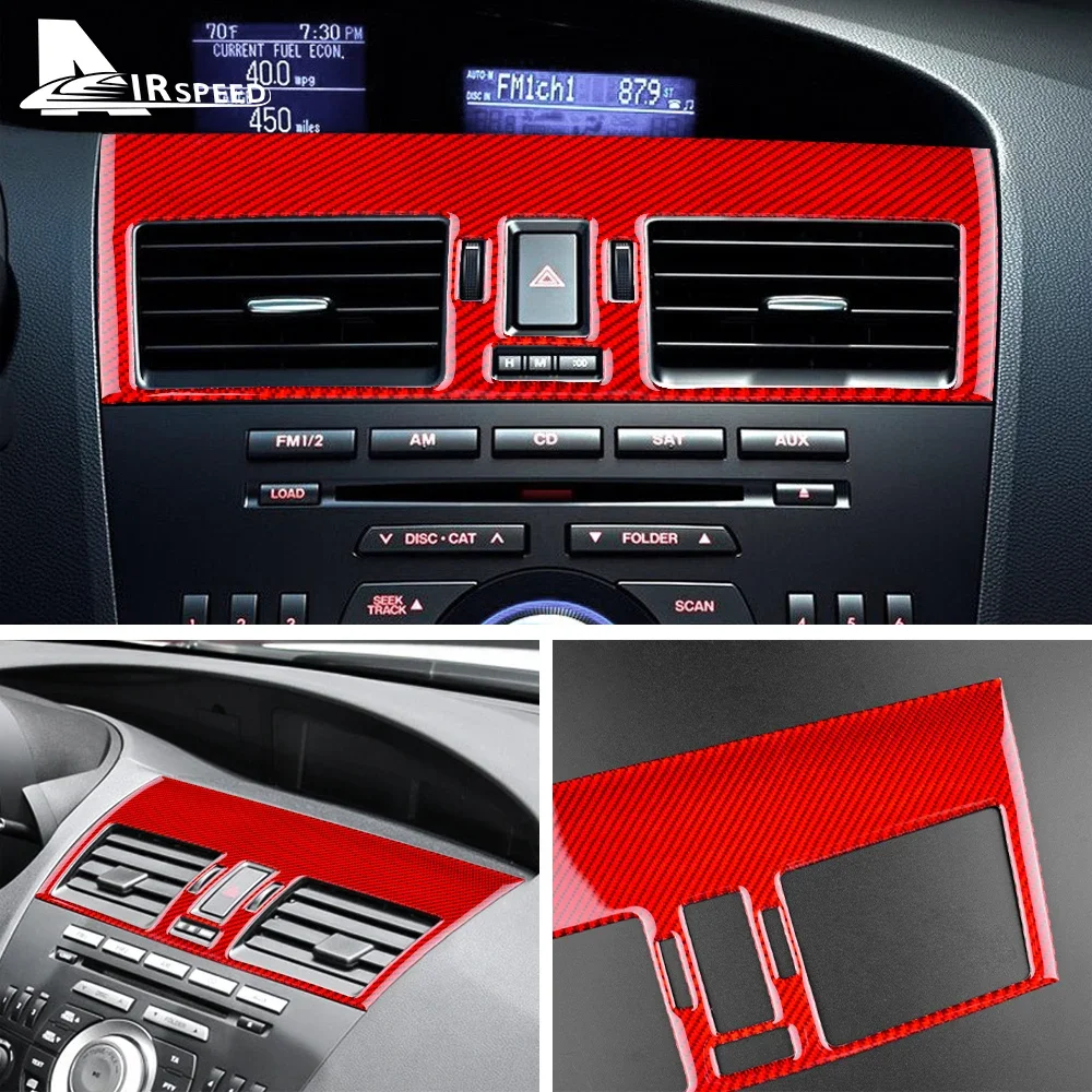 

For Mazda 3 2010 2011 2012 2013 Real Soft Carbon Fiber Dashboard Center Air Vent Outlet LHD Sticker Interior Car Accessories