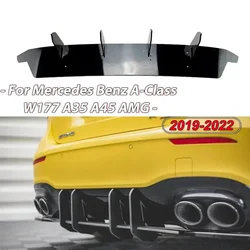 For Mercedes Benz A-Class W177 A35 A45 AMG 2019-2022 Rear Bumper Chassis Diffuser Spoiler Lip Spoiler Body Kit ABS Gloss Black