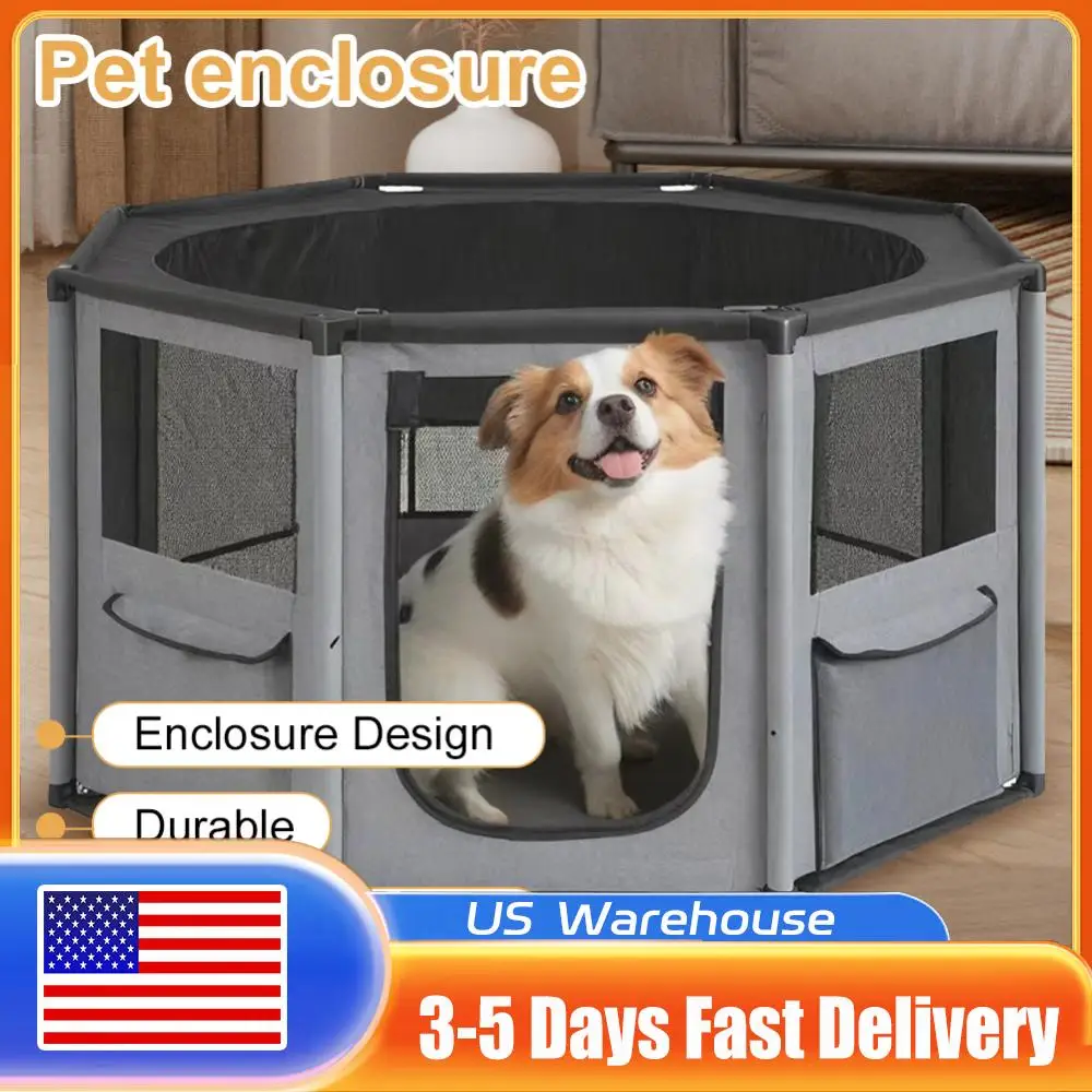 

Octagon Breathable Mesh Dog Crate Oxford Fabric Portable Kennel Cage Waterproof Pet Octagonal Cage Fence for Cats Rabbits Dogs