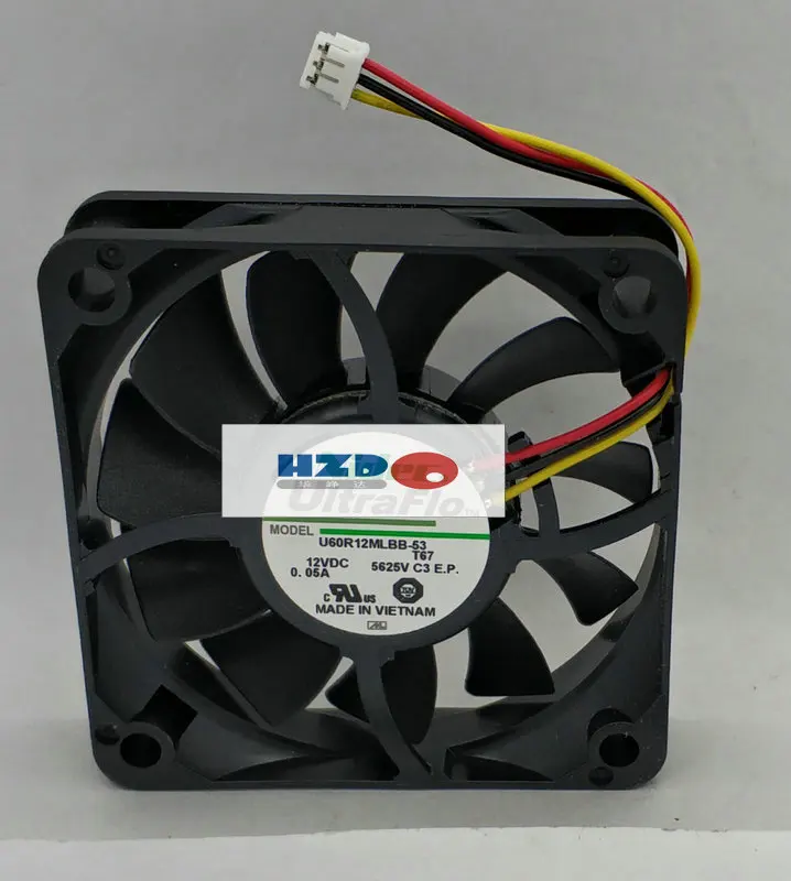 Nidec U60R12MLBB-53 DC 12V 0.05A 60x60x15mm 3-Wire Server Cooling Fan