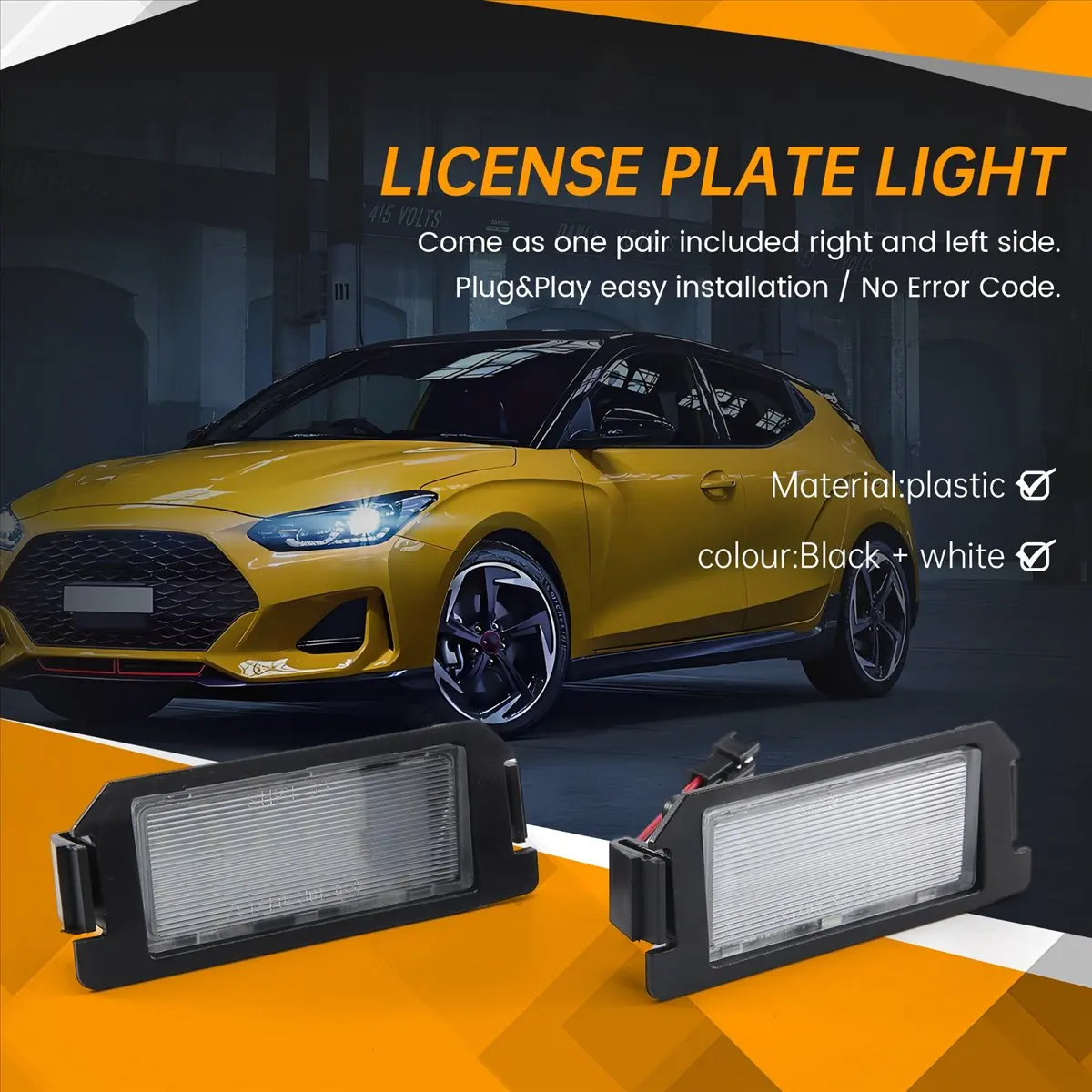 #59H (Black & white)18-LED License Plate Number Light for Hyundai Veloster Genesis 2D Kia,Automotive Parts & Accessories