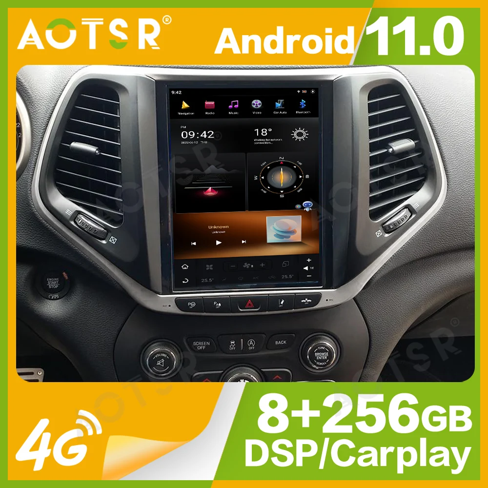 10.4'' Qualcomm 8 core For Jeep Cherokee 2014-2018 Car Radio Multimedia Player Android 11 Auto GPS Navi Wireless Carplay Head