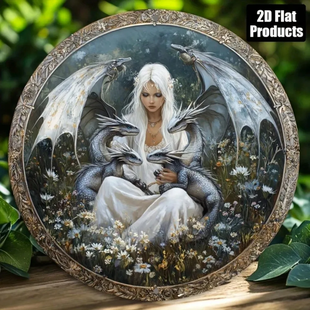 Vintage Dragon Girl Country Metal Wall Art - Classic Home Bar Decoration, Halloween Christmas Room Decoration Gift