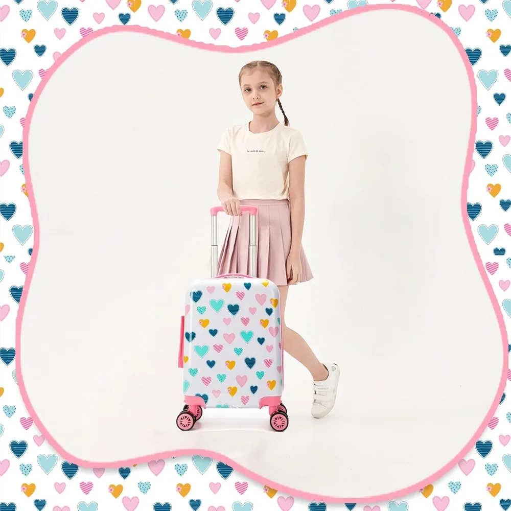 Juego de equipaje para niños, conjunto de maletas de 2 piezas, equipaje rígido con ruedas giratorias, maleta rodante de viaje para niñas pequeñas con
