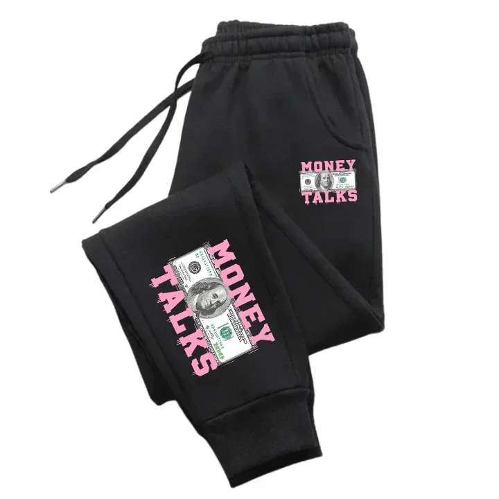 

Fashion Moeny Talks Printed Pattern Casual Sweatpants Daily Versatile Comfortable Women's Pants Winter Sport Hip Hop Long Pants