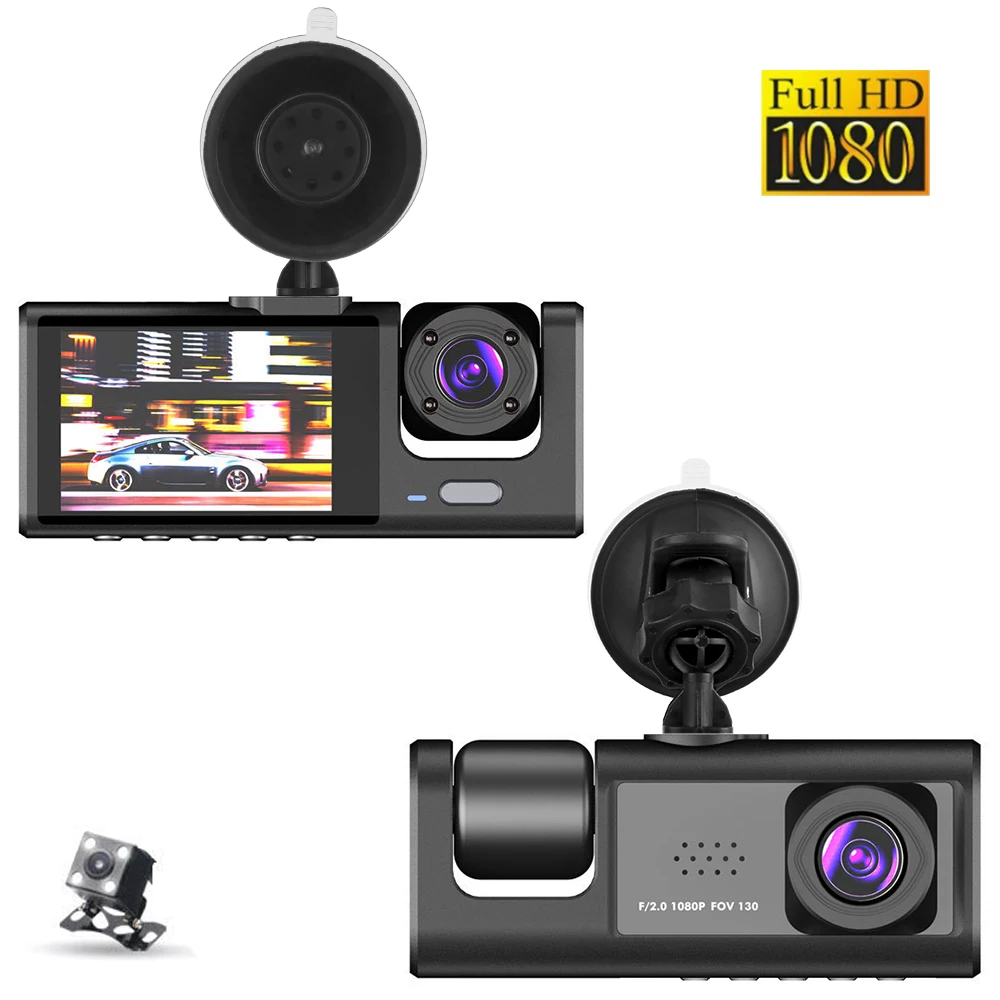 

2 Inch Screen Interior Monitor 12V 3 Lens Dash Cam Rearview Camera HD 1080P Driving Video Recorder Universal Car DVR