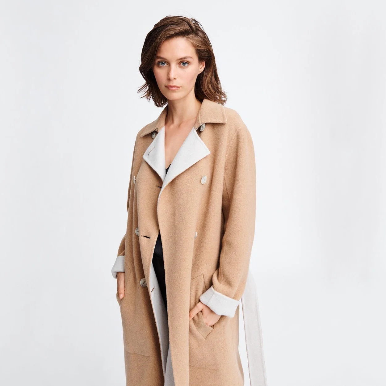 2023 Soft~new York Designer Rb Italian Wool Double Sided Wear High Quality Double Breasted Hand Sewn Coat