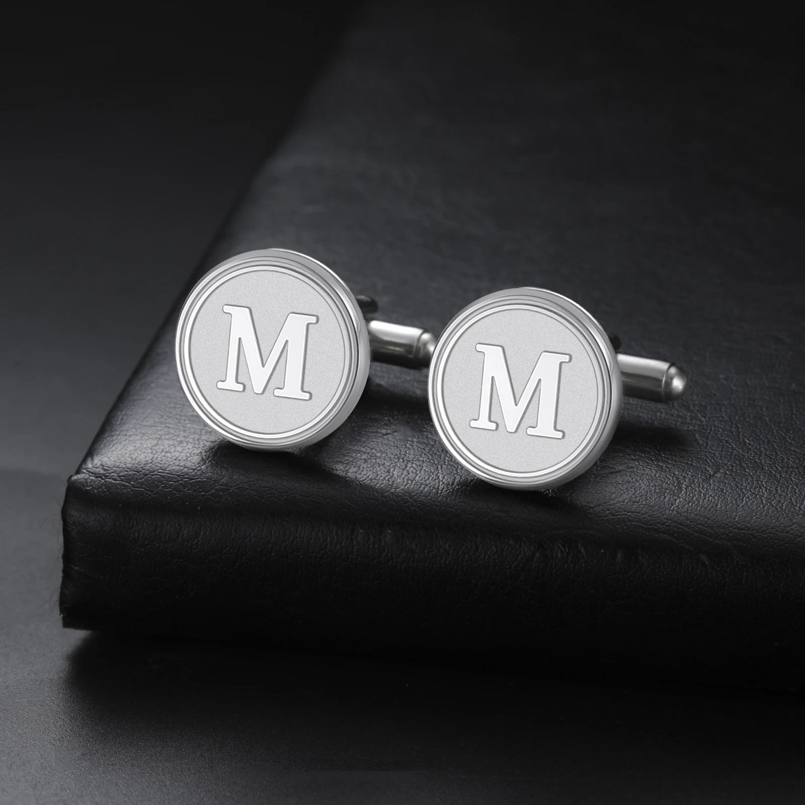 

COOLTIME Personalized Letter Symbol Cufflinks Stainless Steel Men Fashion Custom Cuff Button Business Wedding Shirts Accessories
