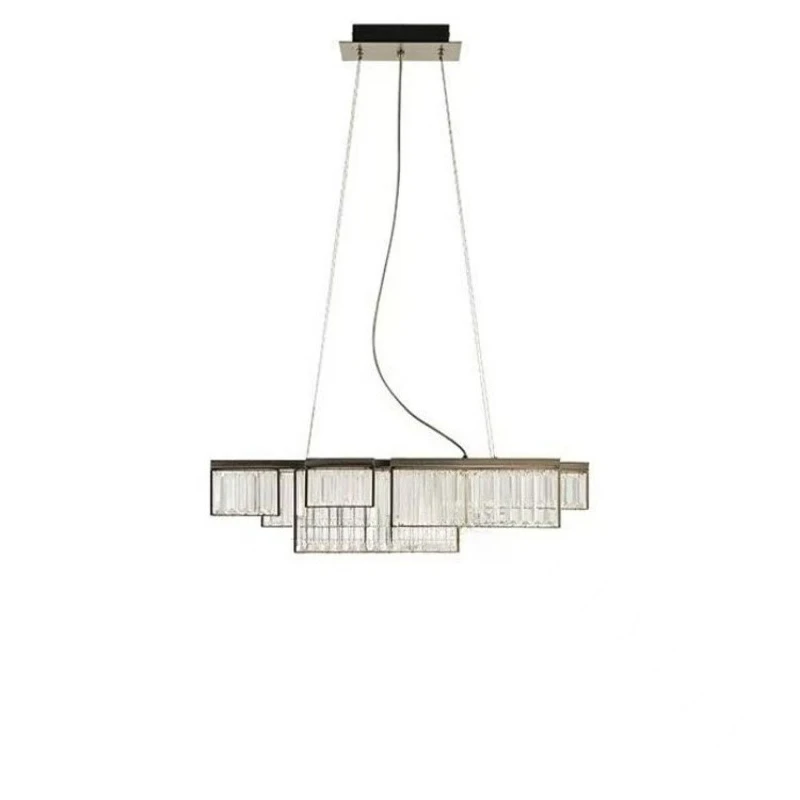 Modern rectangular lamp, chandelier in restaurant villa hotel model room