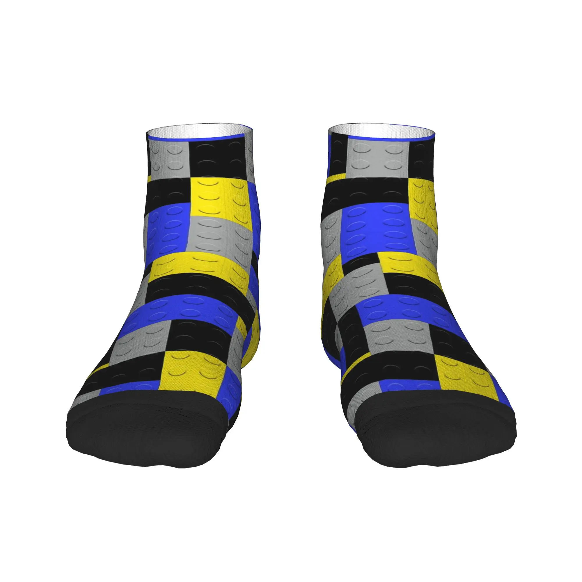 Casual Socks Yellow Gray Blue Black Building Blocks Bricks Master Builder Non Skid Soft Sock Autumn Leisure Design Outdoor Socks