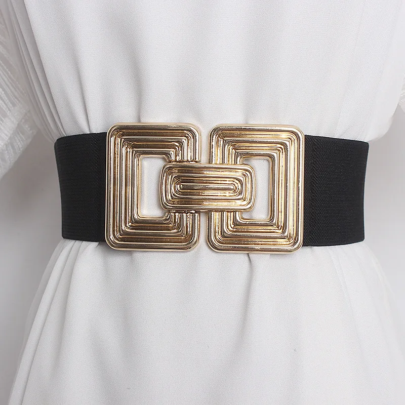 Gold Elastic Waistband Women\'s Fashion Casual Luxury Design Coat Dress Decorative Accessories Wide Girdle Goth Retro Corset Belt