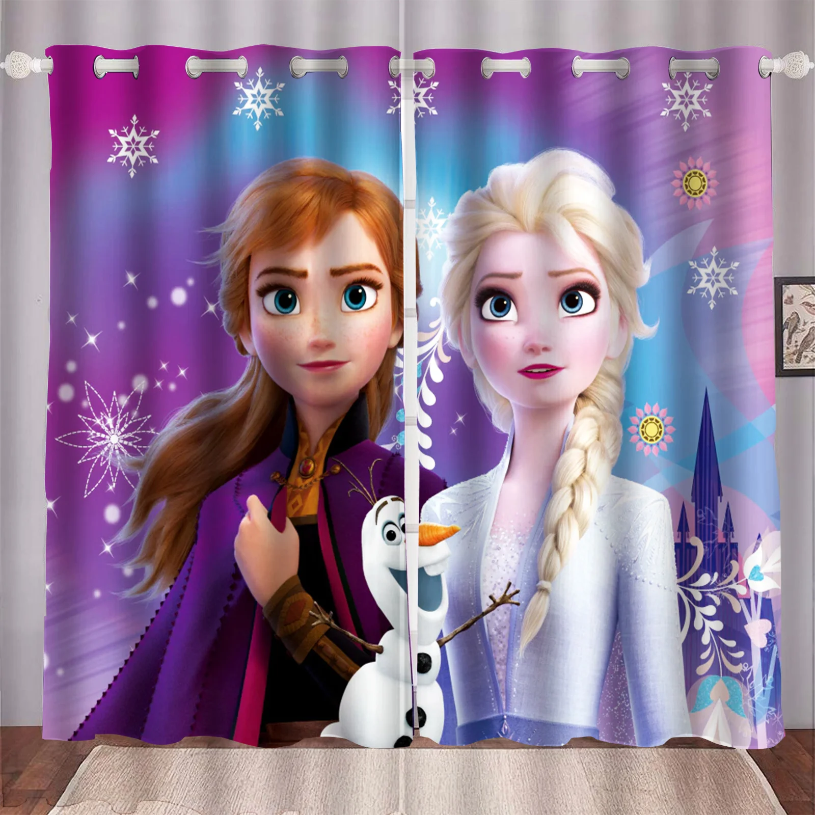 Frozen Elsa Olaf Cartoon Home 3D Print  Cute Style Decoration Polyester Window Blackout Children Bedroom Living Room