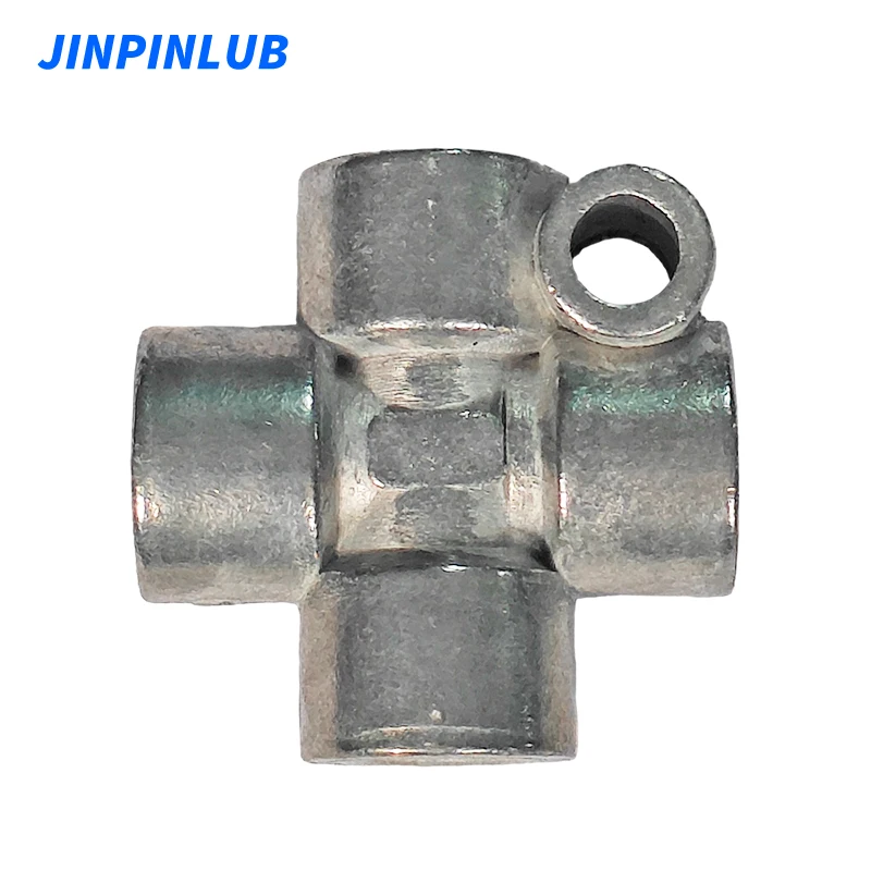 JINPINLUB Zinc alloy oil circuit fixed four-way joint oil circuit connector for lubrication system pipe fittings