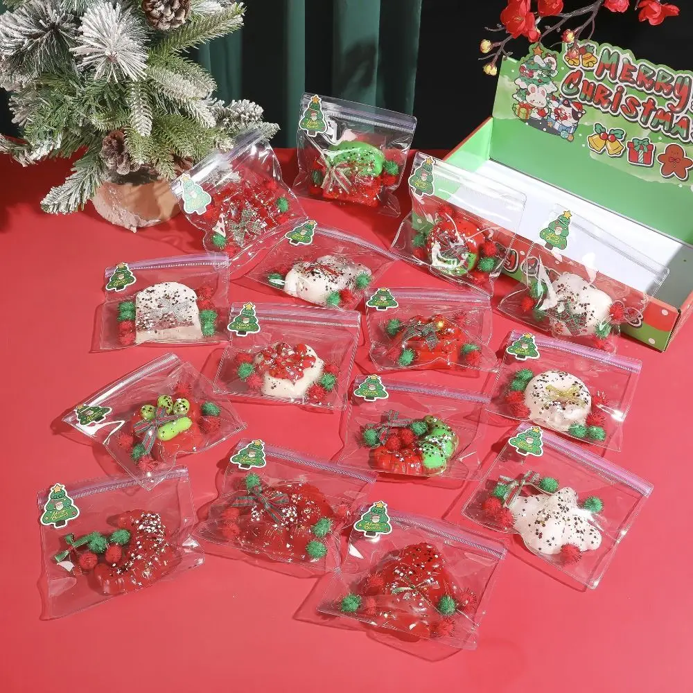 Funny Kneading Christmas Cat Paw Squeeze Toys Snowman Silicone Cartoon Donut Toy Handmade 3D Christmas tree Pinch Toy Children