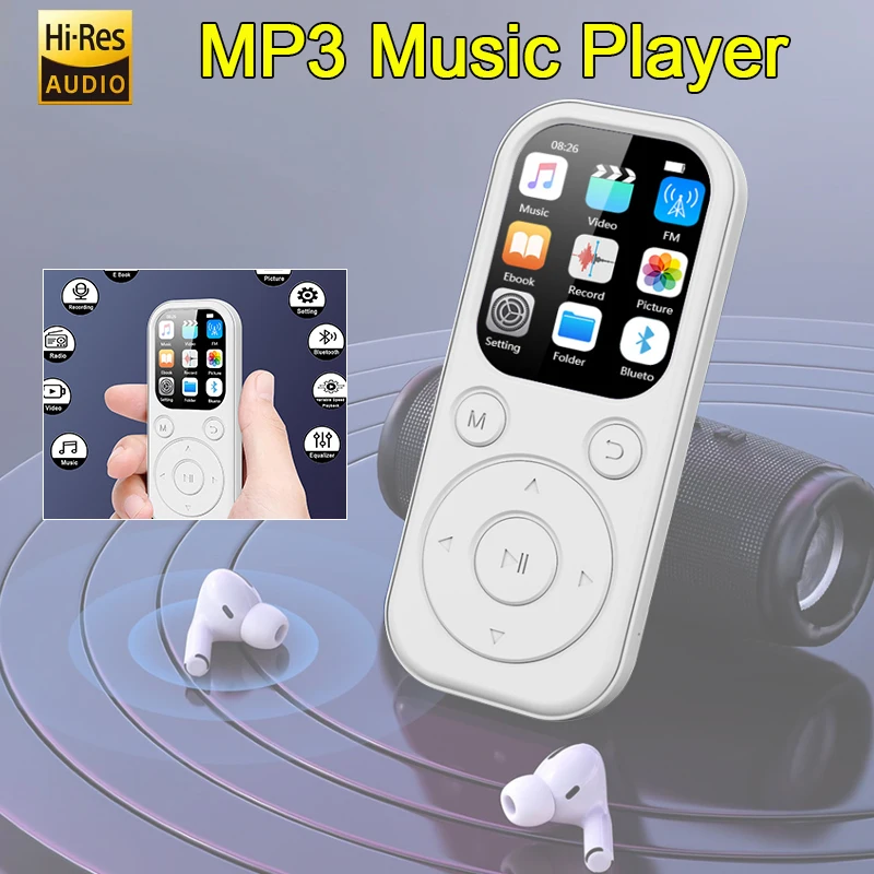

2,01-дюймовый тонкий MP3/MP4-плеер с портом Type-C, Bluetooth 5.4, FM-радио, совместимость с электронными книгами, функция записи, портативный музыкальный плеер