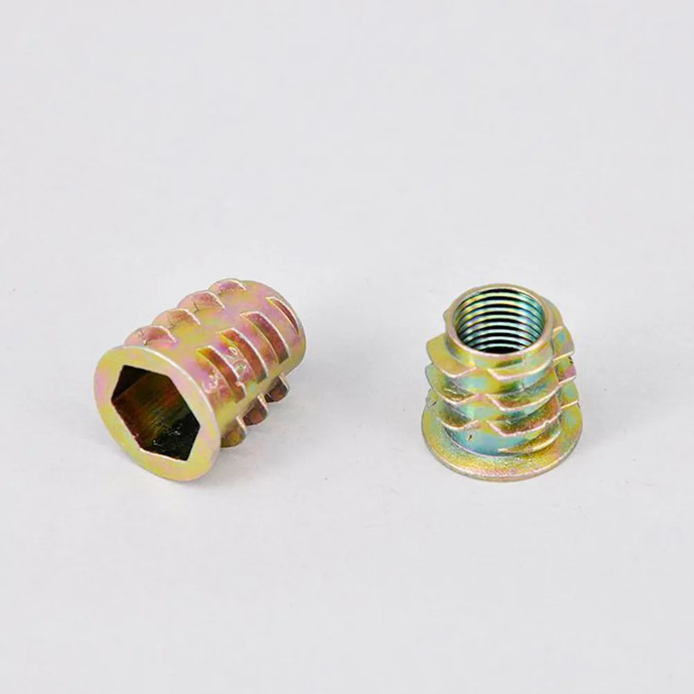 40Pcs Threaded Insert Nut Zinc Alloy Hex Socket High Precision Screw-in Fastener for Wood Pine Plywood Fiberboard