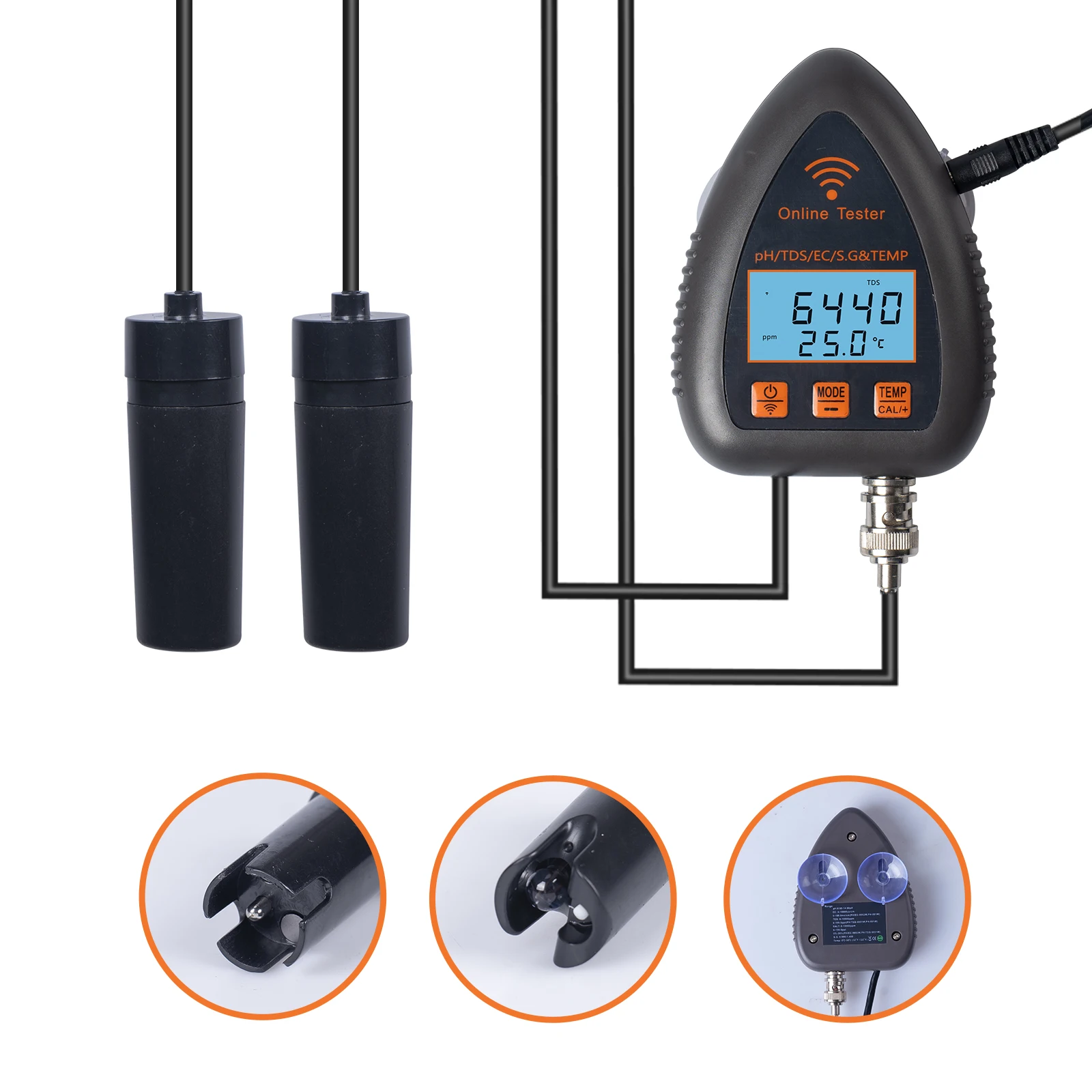 Tuya WiFi 5in1 Water Quality Online Monitor PH Total Dissolved Solids S.G EC Temperature Test Meter Mariculture Tester