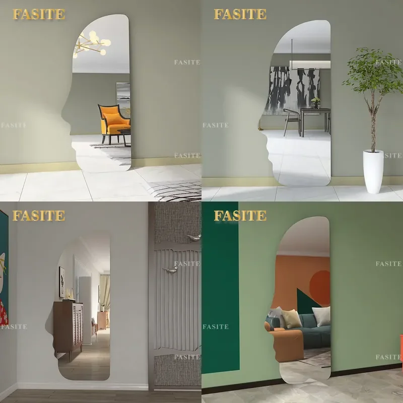 For Nordic Household Full Length Mirror Wall Mounted Irregular Shaped Fitting Mirror Ins Style Floor Standing Decorative