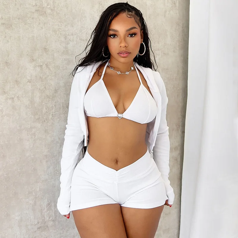 

Faionable Women's Sexy e Cup Hooded Long Sve Jaet orts Tee-piece Set Casual Sportswear Autumn 2025 Collection