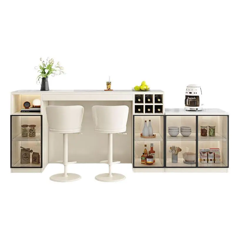 

Легкий роскошный барный стол, современная простая бытовая гостиная, небольшая квартира из каменной плиты, стол среднего размера, перегородка из цельного дерева c