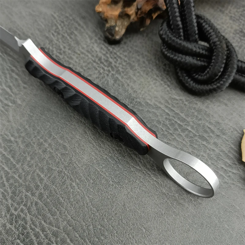 TOOR couteau tactique à lame fixe lame tranchante D2 manche G10 noir et gaine Kydex outil de sauvetage d'urgence dans la Jungle en plein air antirouille