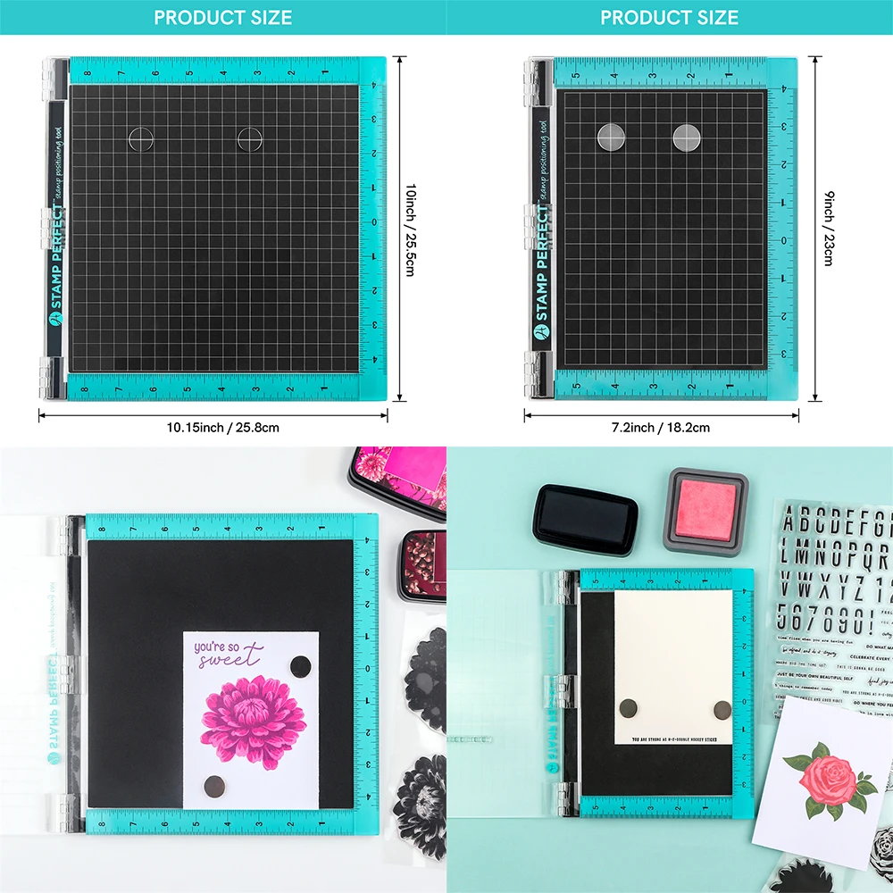 7*9inch/10*10inch Stamp Positioning Tool Hinged Stamping Platform for DIY Scrapbooking Clear Stamps Card Making Stamp Positioner