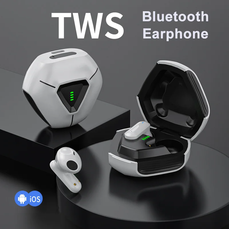 

Gaming Bluetooth Earphone Light Weight Cool Appearance Power Reminder Touch Control Bluetooth 5.2 Headphone Listen Music Gaming