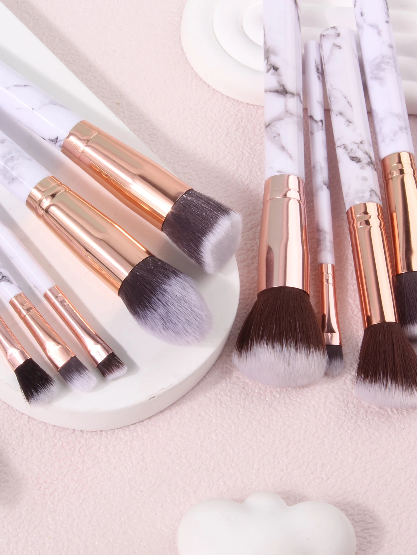 10PCS Professnial Women Makeup Brushes Extremely Soft Makeup Brush Set  Foundation Powder Brush Marble Make Up Tools